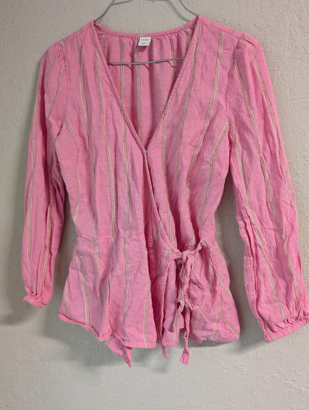 Striped Wrap Top XS Pink Yellow Coquette Dainty Feminine Fairy festival cottage